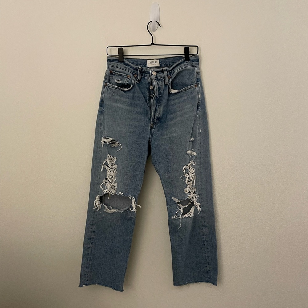 Agolde 90s Loose Fit Trendy Modern Distresed 100% Organic Cotton Denim Jeans